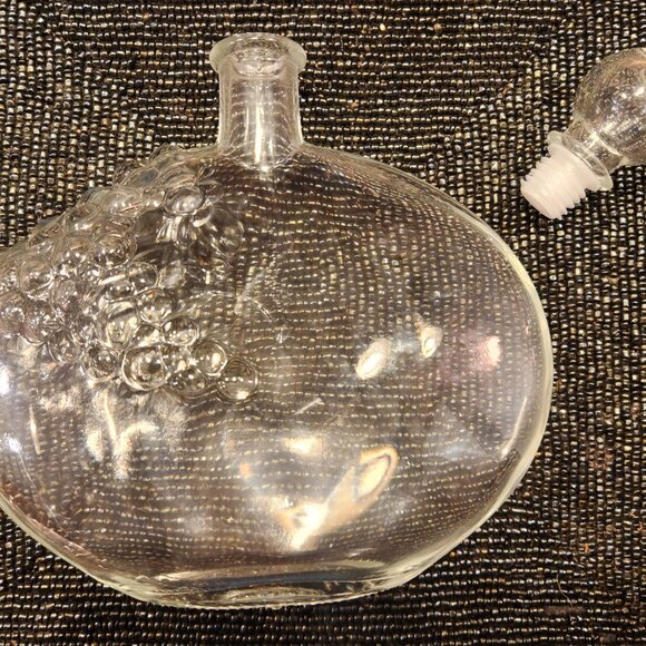Vintage MOD DEP Glass Decanter embossed w/ grapes on one side - Picture 2 of 7